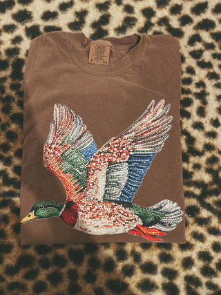 Rinestine mallard ready to ship small comfort colors tee