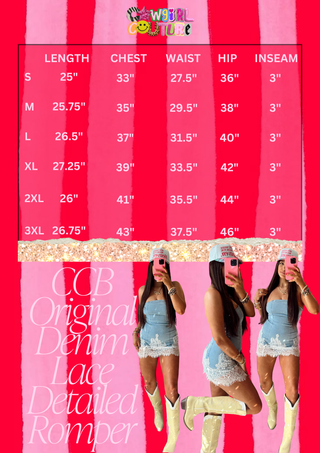 CCB original Denim Lace Detailed Romper in leopard | preorder