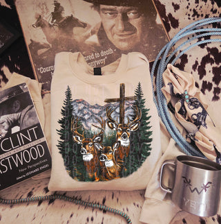 Vintage cross and deer