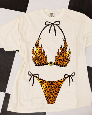 ORANGE LEOPARD SMILEY CHARM BIKINI