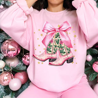 Pink grand millennial bow boot