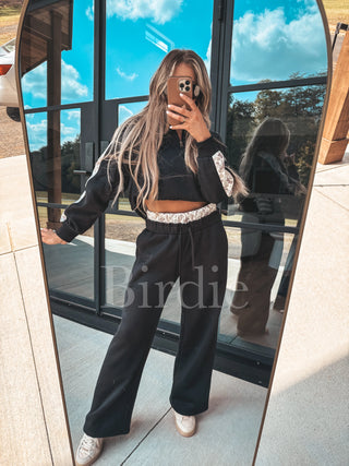 Birdie two piece black sweat set - ready to ship