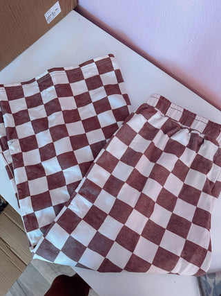 Ready to ship blakeley checkered flared sweatpants