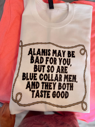 Ready to ship alanis and blue collar - white crew size xl