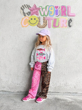 The CCB original double trouble pants in leopard + pink camo ready to ship KIDS