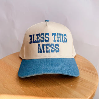 Bless this mess denim trucker hat