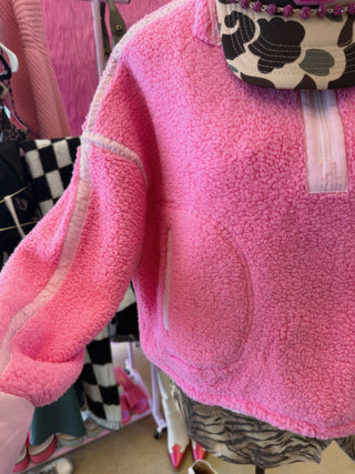 Half zip link bubblegum fleece pullover ready to ship