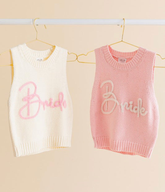 Bride tinsel sweater vest baby pink